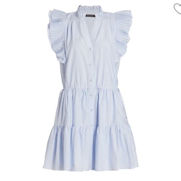 NEW Magali Pascal Louisa Tiered Mini Dress in Hydrangea Blue Size Large - Picture 2 of 13